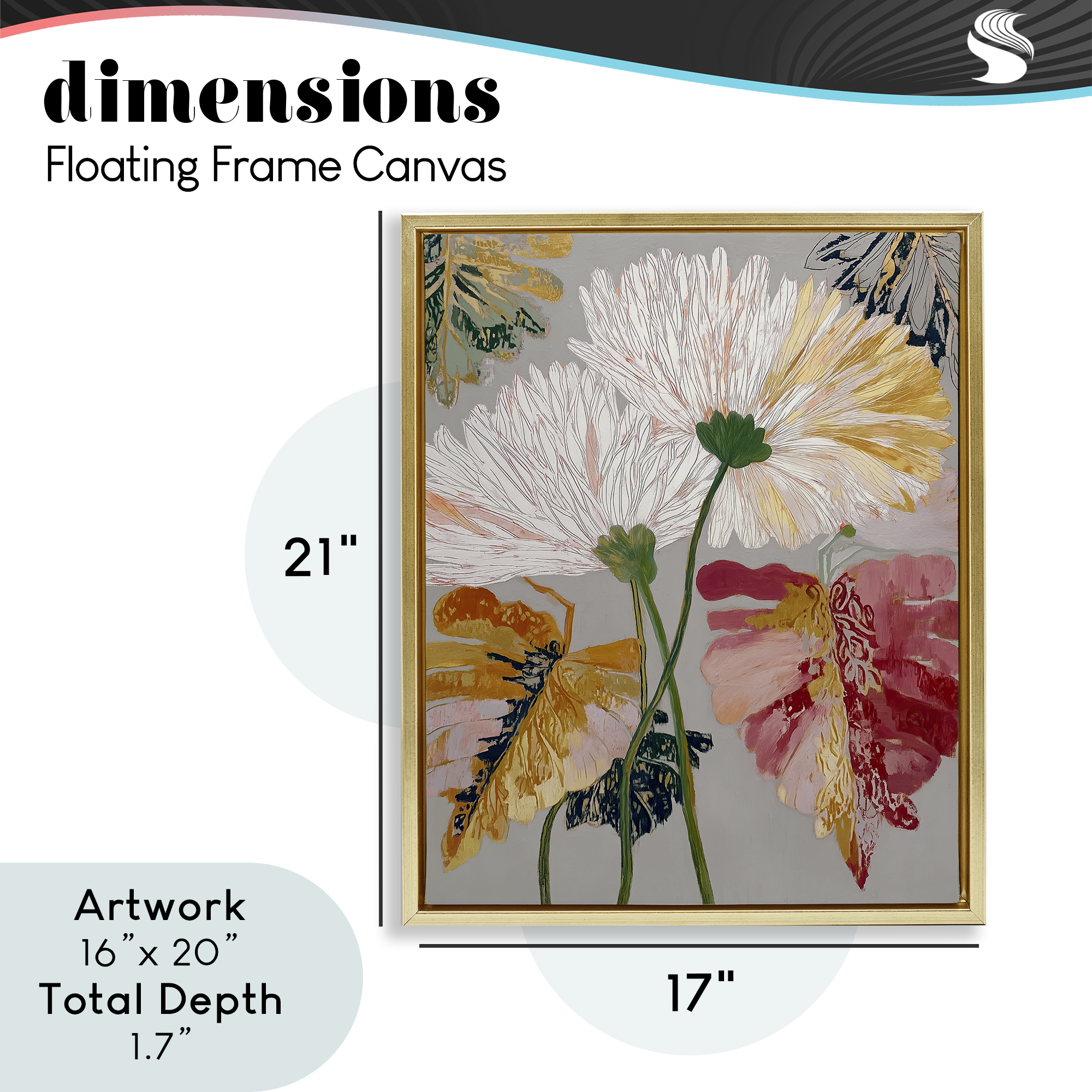 Playful Assumptions Flowers Gold Framed Floater Canvas Wall Art, design by Annabelle Hall