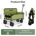 thumbnail image 6 of GVDV Heavy Duty Folding Wagon with Bench Seat – 550lbs/220L Large Collapsible Cart for Beach, Camping, Shopping, Tailgating, Sports & Groceries, Green, 6 of 8