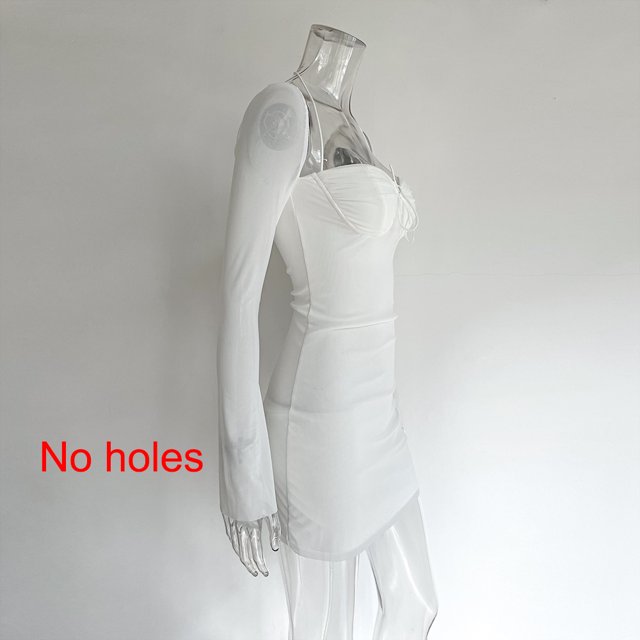 XLLAIS, artículos al por mayor, vestido rosa de manga larga acampanado para mujer, batas de vendaje con cuello cuadrado a la moda, Vestidos sexis recortados para fiesta y discoteca Tan Jianjun unisex