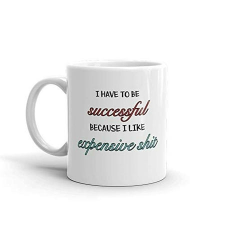 I Have To Be Successful Because I Like Expensive Shit Funny Novelty Humor 11oz White Ceramic Glass Coffee Tea Mug Cup