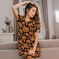thumbnail image 3 of Kdxio Halloween Pumpkins Pattern Womens Short Sleeve Sleepshirt Scoopneck Cute Nightdress Ruffle Comfy Nightgown, 3 of 6