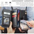 thumbnail image 4 of for iPhone 14 Wallet Case with RFID Blocking, Phone Case for iPhone 14 with Card Holder for Women Men, Durable Kickstand Zipper Shockproof Case for iPhone 14, Black, 4 of 13