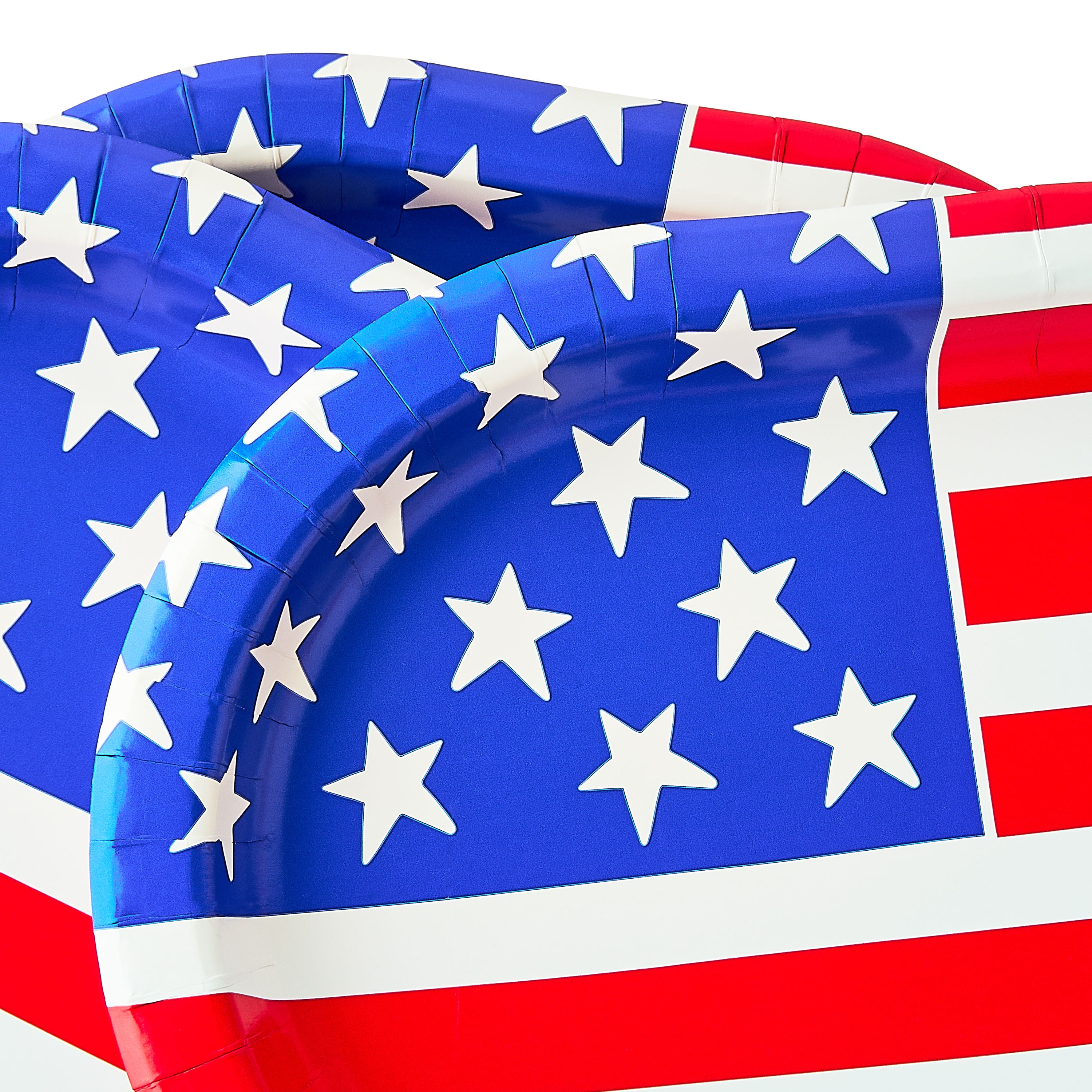 4th of July, Patriotic Flag Disposable Paper Plates, 9.5" x 12", Red/White/Blue, 8 Count, by Way To Celebrate