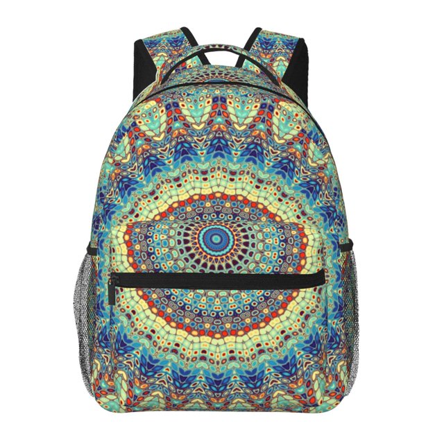 Disketp Sac à Dos Rond Mandala1 pour Hommes et Femmes - Sac à Dos Léger Classique avec Multi-Poches Sac de Jour Décontracté pour Collège Lieu de Travail Voyage