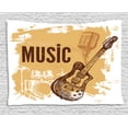 thumbnail image 1 of Rock Music Tapestry, Vintage Sketch Hand Drawn Drums and Microphone Pattern Abstract Backdrop, Wall Hanging for Bedroom Living Room Dorm Decor, 80W X 60L Inches, Pale Coffee Brown, by Ambesonne, 1 of 2