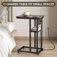 thumbnail image 3 of Side Table with Charging Station, C-Shape End Table, Dual USB-C Ports, Couch Table, Bedside Table for Small Spaces, 3 of 6