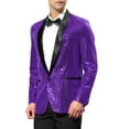 thumbnail image 4 of Unique Bargains Men's Sequin Sport Coats Shawl Lapel One Button Wedding Shiny Blazer XL Purple, 4 of 6