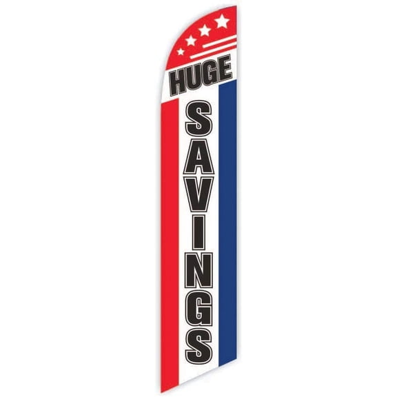 Cobb Promo Huge Savings Red/Blue Advertising Feather Flag 12ft - Replacement Flag Only Without Poleset