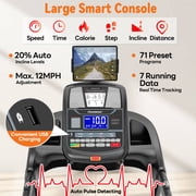 12MPH Folding Treadmill with 20% Auto Incline, 300-400 LB Capacity, Treadmills for Home Running Walking, 5.1HP Brushless Motor, Foldable Electric Treadmill Running Machine with APP & Bluetooth