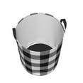 thumbnail image 3 of Haiem White And Black Plaid Leather Dirty Clothes Laundry Basket,Sturdy & Waterproof,Collapsible Round Design For Efficient Space Management,Multi-Purpose Storage Basket, 3 of 8