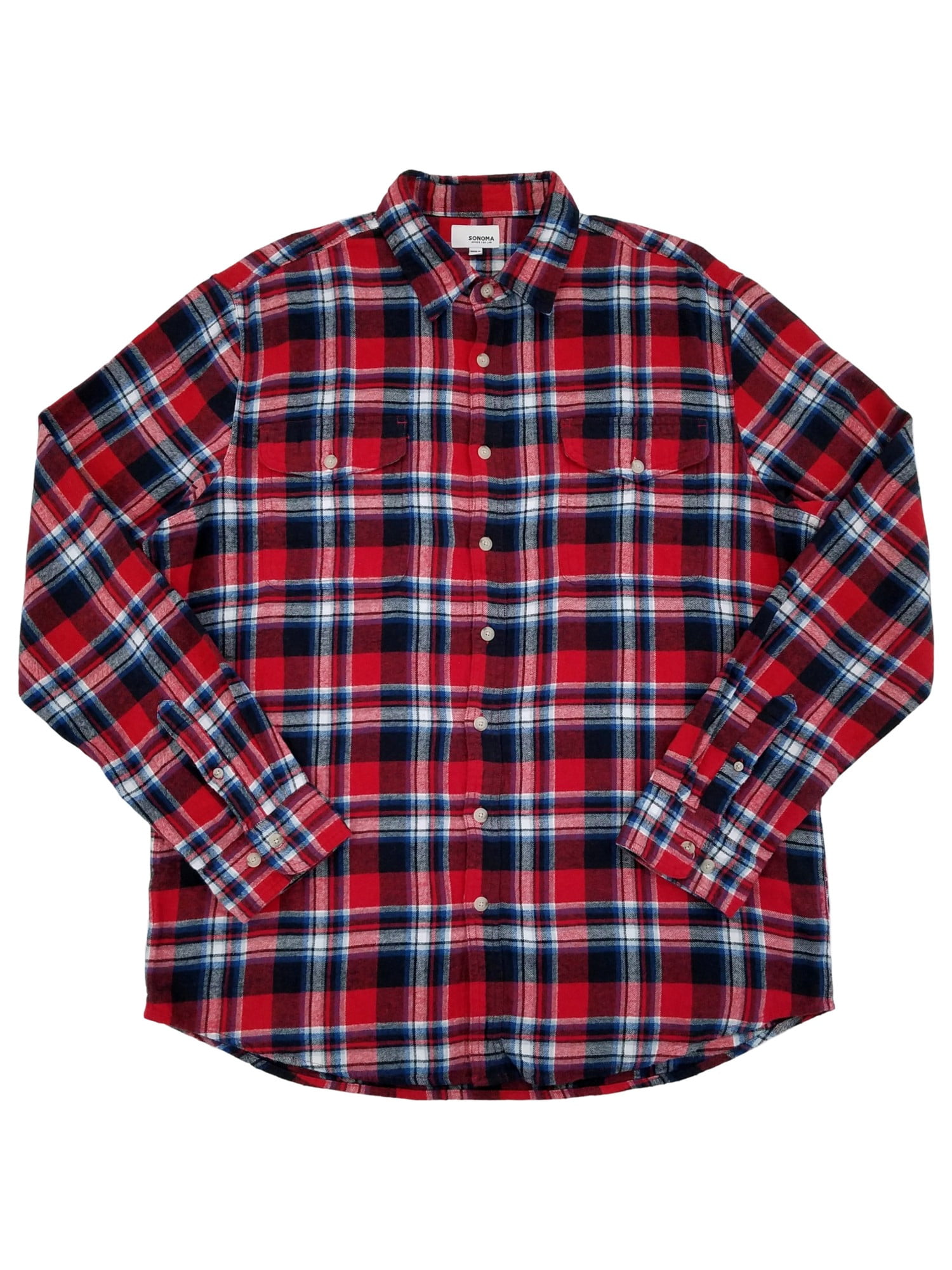 Howme Mens Buttoned Mid Long Pockets Fit Plaid Long Sleeve T-Shirts 