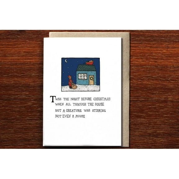 Christmas Card – “Twas the Night Before Christmas” Illustrated Design – Blank Inside, Envelope Included – Perfect Holiday Greeting for Family and Friends