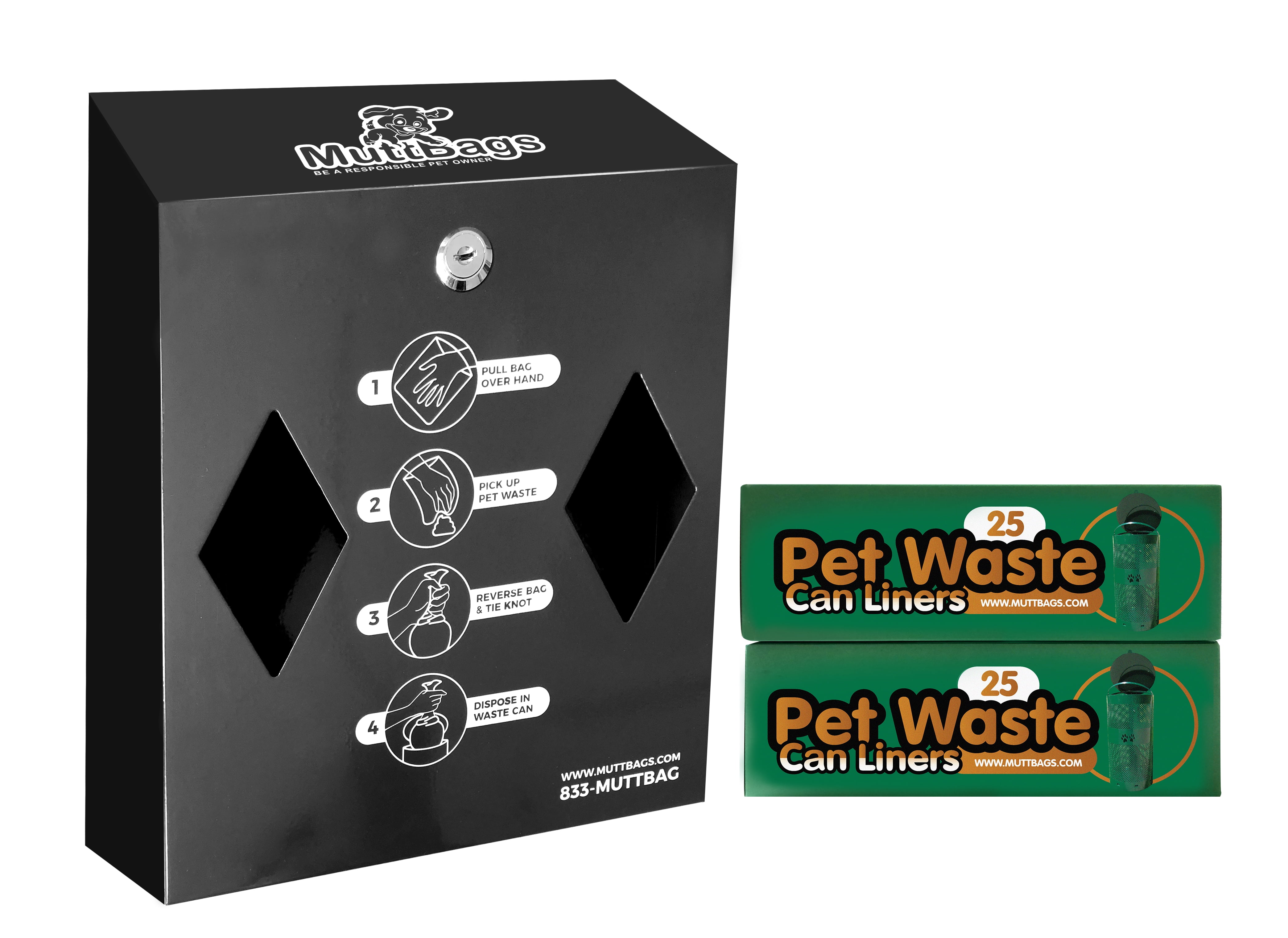 MuttBags Black Aluminum Pet Waste Bag Dispenser, Perfect for Garage