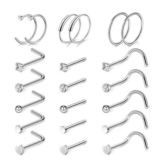 DESIGNICE 2Nose Piercings,Versatile Nose Studs,Sparkling Rhinestone Design Nose Piercing Jewelry