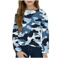 thumbnail image 2 of Long Sleeve Kids Shirts Girls Camouflage Print Tops Front Knot Shirt Round Neck Tshirts Casual Blouse Tops, 2 of 9