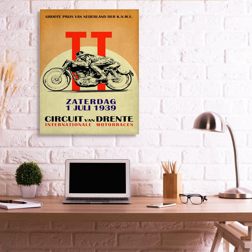 Stupell Industries European Racing Circuit Poster Motorcycle Sport Vintage Canvas Wall Art Design by Mark Rogan, 36" x 48"