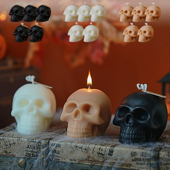 Halloween Candles Djunllk 5Pcs Halloween Simulated Skull Candles Gifts Set, Skull Spooky Candles Halloween Decorations, Halloween Party Supplies