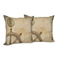 thumbnail image 6 of Ambesonne Vintage Throw Pillow Cover 2 Pack, Wooden Wheel Compass, 20", Beige, 6 of 6