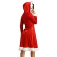 thumbnail image 3 of Miutii Women's Christmas Mrs Santa Claus Long Sleeve V-neck Hooded Dress Xmas Mother Family Outfit Red XX-Large, 3 of 7