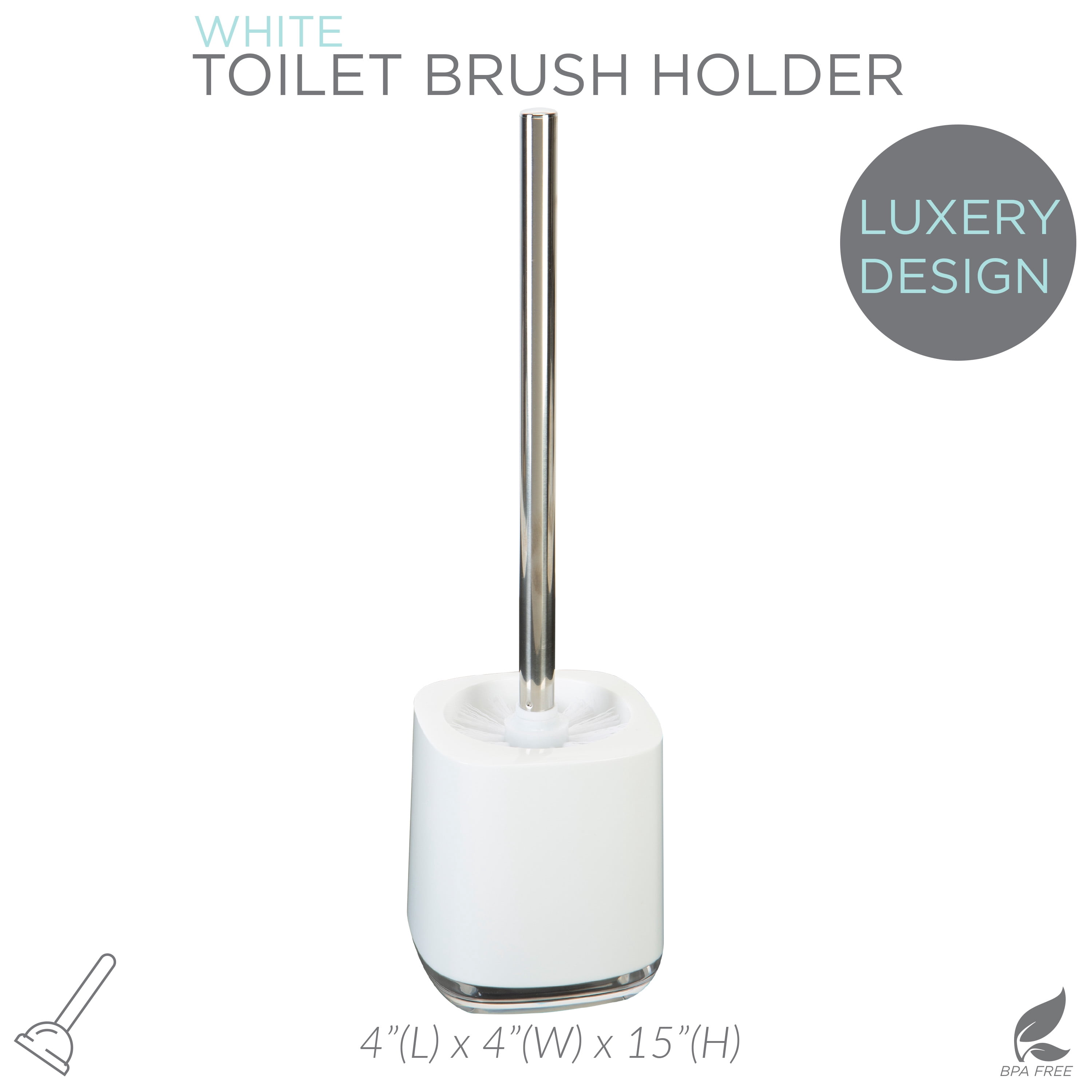 Bath Bliss Luxury Plastic Toilet Brush Holder in White