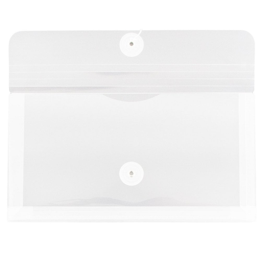 JAM Paper Plastic Envelopes with Button & String Tie Closure, #10 Business Booklet, 5 1/4 x 10, Clear, 3/pack