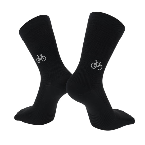 Calcetines de ciclismo Unique Bargains absorbentes de sudor, transpirables, reflectantes, anti-fricción, calcetines de bicicleta al aire libre, negros, talla única, neutros y universales, 1 par