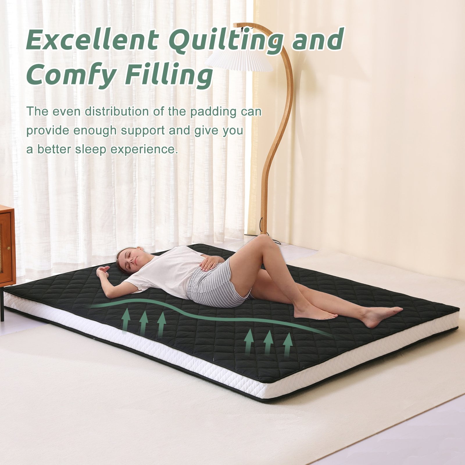 Slsy Japanese Floor Mattress Futon Mattress, Thicken Tatami Mat, Camping Mattress Sleeping Pad, Memory Foam Futon Roll up Guest Mattress