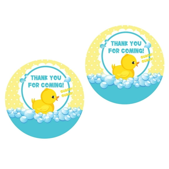 Duck Thank You Stickers 24pcs, for Girl, Boy, Baby Shower, Rubber Ducky Themed Birthday Party Favors Sticker Labels