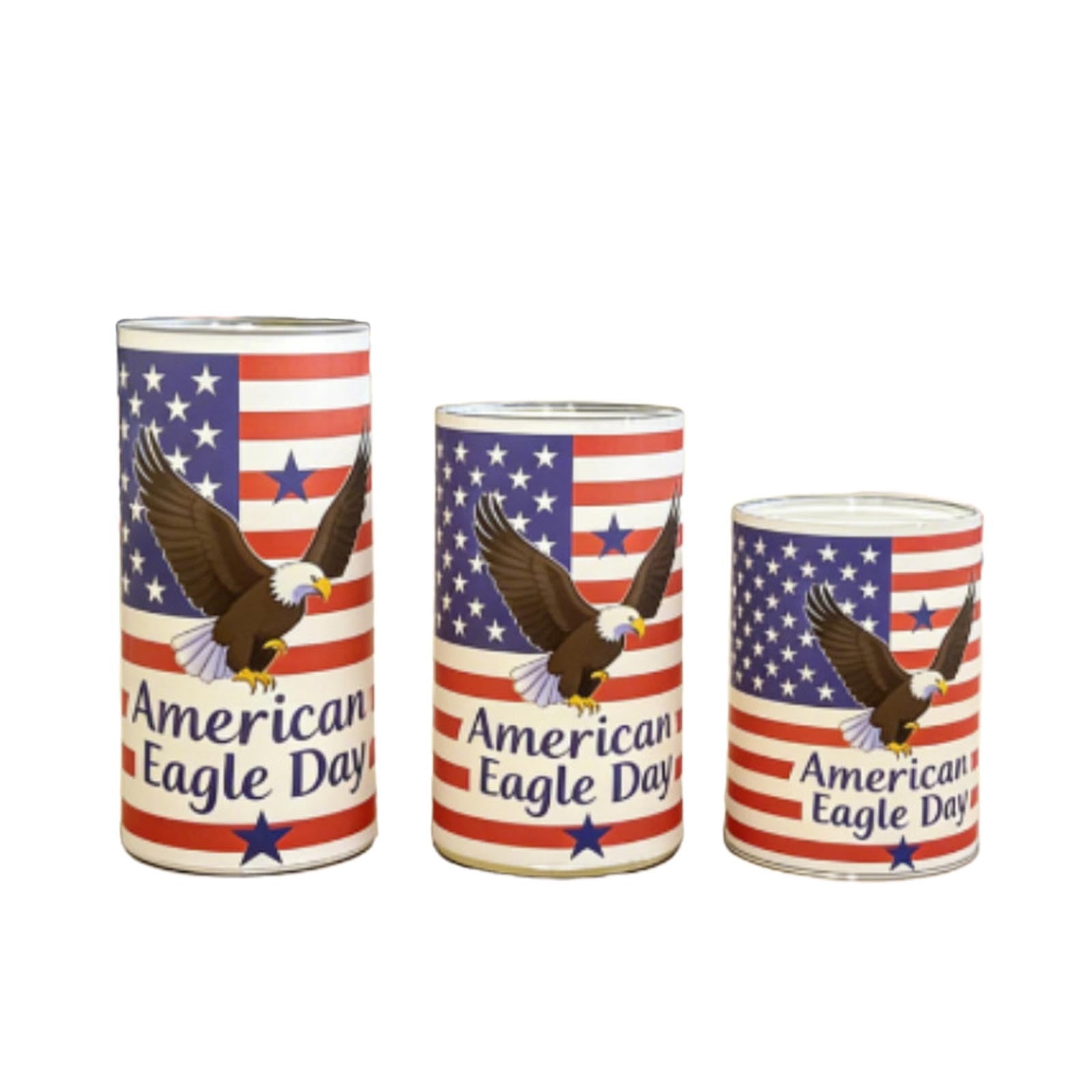 4th of July Patriotic Flameless Candles, Set of 3 LED Candles with Remote, Red White Blue Star Stripe Decor for Independence Day