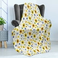 thumbnail image 4 of Yellow and White Soft Flannel Fleece Throw Blanket, Botanical Arrangement of Summer Flowers Wheat Daisy Blossoming Nature, Cozy Plush for Indoor and Outdoor Use, 50" x 60", Multicolor, by Ambesonne, 4 of 5