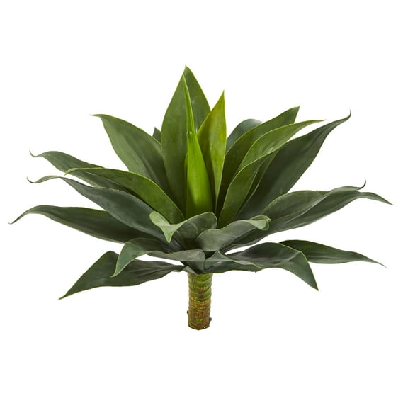 Nearly Natural 19" Large Agave Plastic Artificial Plant (Set of 2), Green