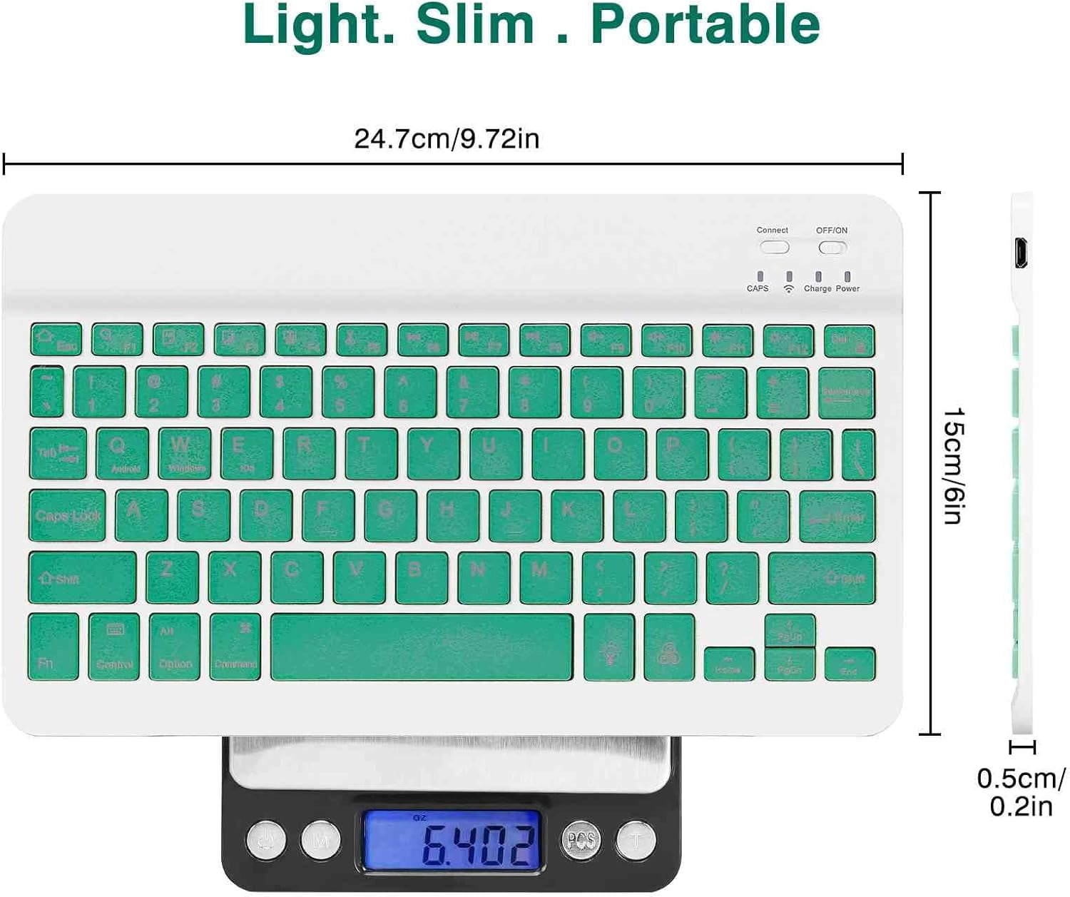 Innotech SC Rechargeable Bluetooth Keyboard and Mouse Combo-7-Color Backlit Ultra-Slim Portable Compact Wireless Mouse Keyboard Set for Android Windows Tablet Cell Phone iPad 13 and Above- Dark Green