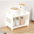 thumbnail image 5 of 2-Tier Plastic Storage Shelf – Desktop Double Layer Organizing Rack for Student Desk,Cosmetics,Stationery,Bathroom,Kitchen Countertop,9.4 x 5.9 x 7 Inches, 5 of 6