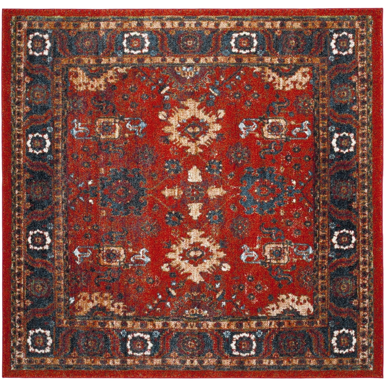 SAFAVIEH Vintage Hamadan Pema Traditional Area Rug, Orange/Blue, 5'3" x 7'6"