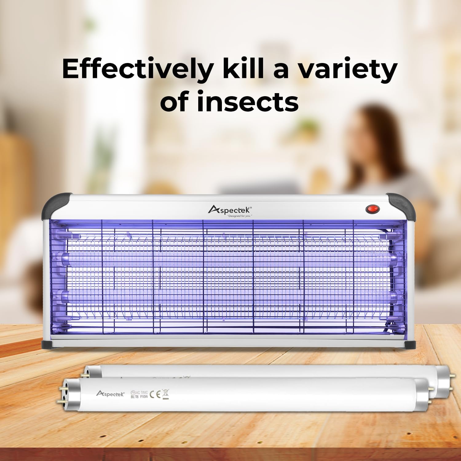 Aspectek Indoor Long Lasting Electronic Insect Killer, White, 2 Count