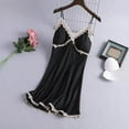 thumbnail image 2 of Sngxgn Womens Nightgown Sleep Shirt Dress Satin Short Sleeve Sleepwear(Black,XXL), 2 of 3