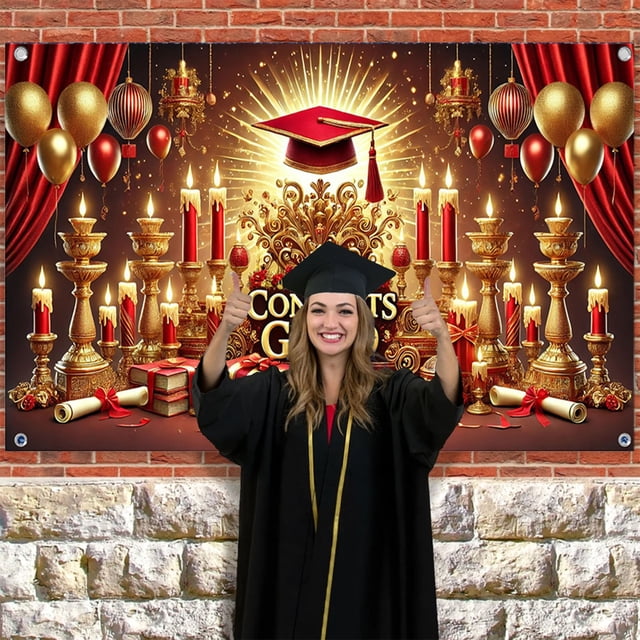 Danhjin Polyester Background Congrats Grad Backd Grad Backd Graduation Decorations Backd Backdrop