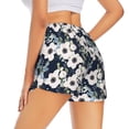 thumbnail image 2 of Uemuo Floral Flowers Blue Pattern Women's Athletic Shorts High Waisted Running Shorts with Liner Pockets Gym Elastic Workout Shorts-, 2 of 9