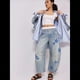 thumbnail image 4 of Vaqueros Rectos, Holgados, Informales, de Tiro Medio y Pierna para Mujer, Estilo Boyfriend Y2K, Pantalones Cortos de Mezclilla Pentagrama Azul S, 4 of 7