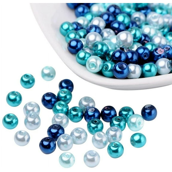 1box 6mm Mixed Blue Color Pearlized Glass Pearl Beads for Jewelry Making about 200pcs box