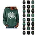thumbnail image 1 of Chandails à Capuchon pour Femmes de la Saint-Patrick 2026 à Manches Longues avec Graphique de Trèfle et Poches, 1 of 5