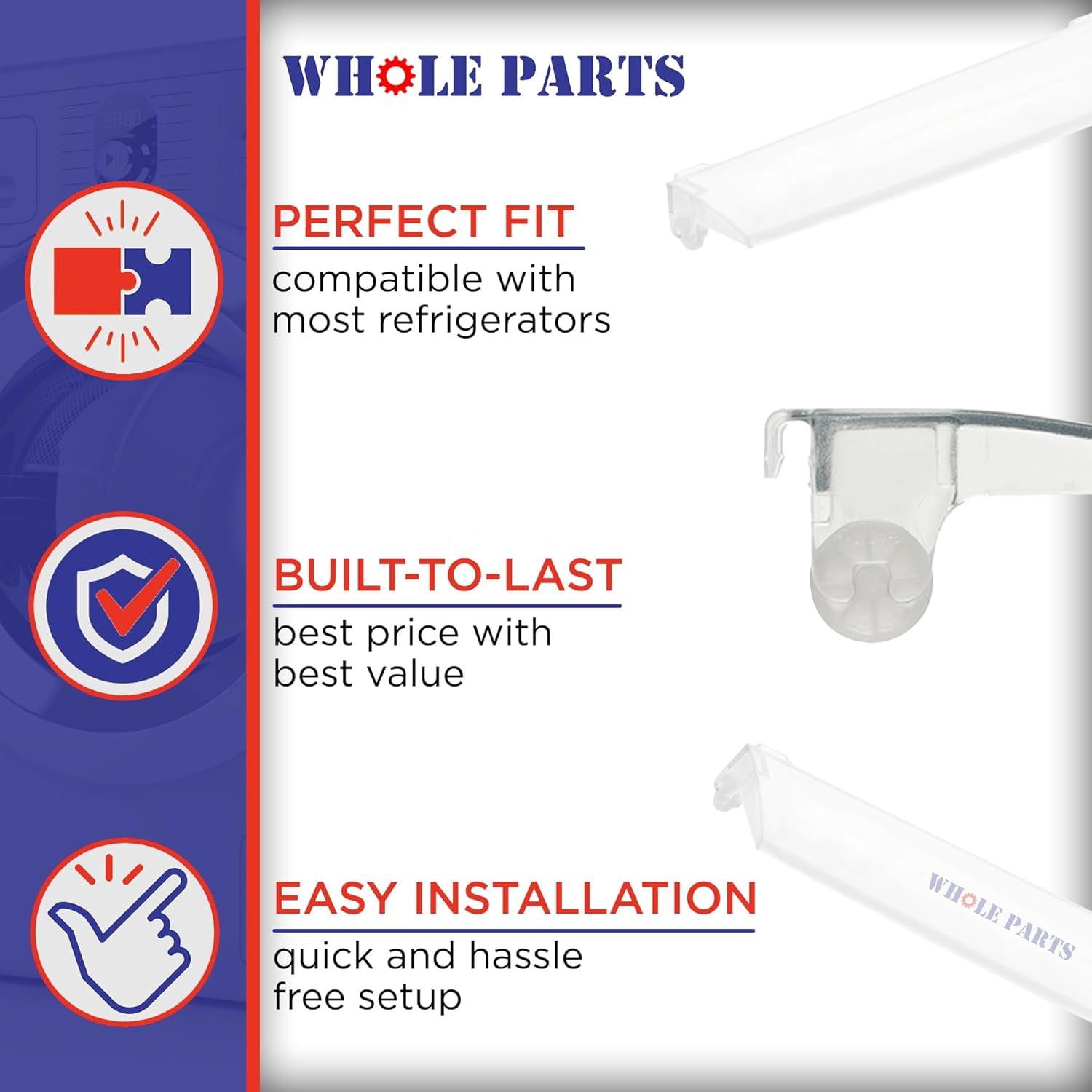 Whole Parts Refrigerator Shelf Tray Liner Cover Assembly (Clear color) Part# ACW74118102 - Replacement and Compatible with Some LG and Kenmore Refrigerators