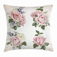 thumbnail image 1 of Rose Throw Pillow Cushion Cover, Springtime Set of Bouquets of Roses Bridal Flora Corsage Gentle Nature, Decorative Square Accent Pillow Case, 24 X 24 Inches, Pale Pink Reseda Green, by Ambesonne, 1 of 2