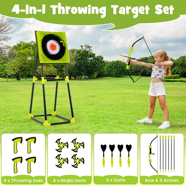 Costway 4 in 1 Throwing Target Set with Bristle Target 4 Throwing