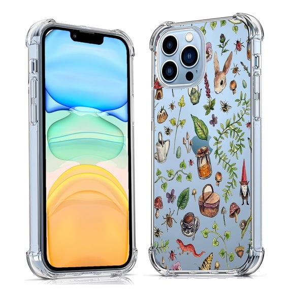 Rabbit Country Animals Collage Clear Case for iPhone 11 Pro Max,Aesthetic Art Design Case for Men Women,Unique Soft Transparent TPU Bumper Case Cover