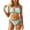 Green, variant on Women's Ruffle Bikini Swimsuit Two Piece Lace Up Striped Swimwear Solid Color Beach Vacation Pool Party, Hot Pink S