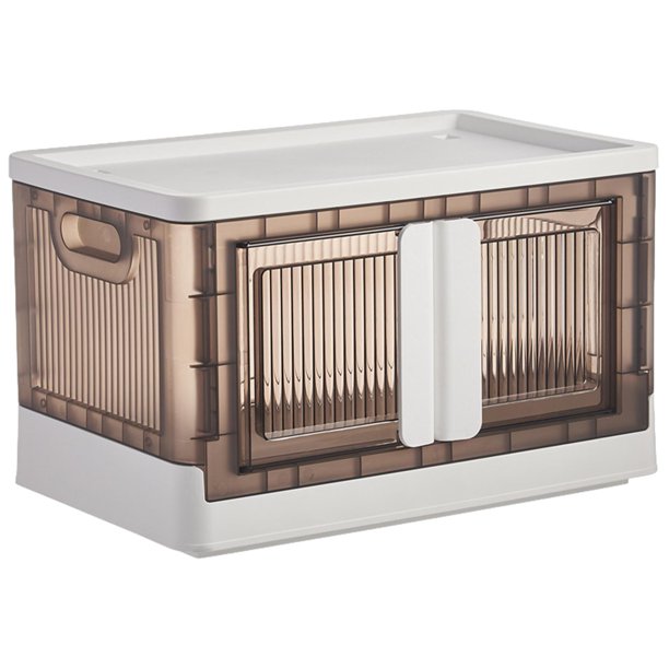 Folding Storage Box With Doors Plastics Collapsible Bins For Home