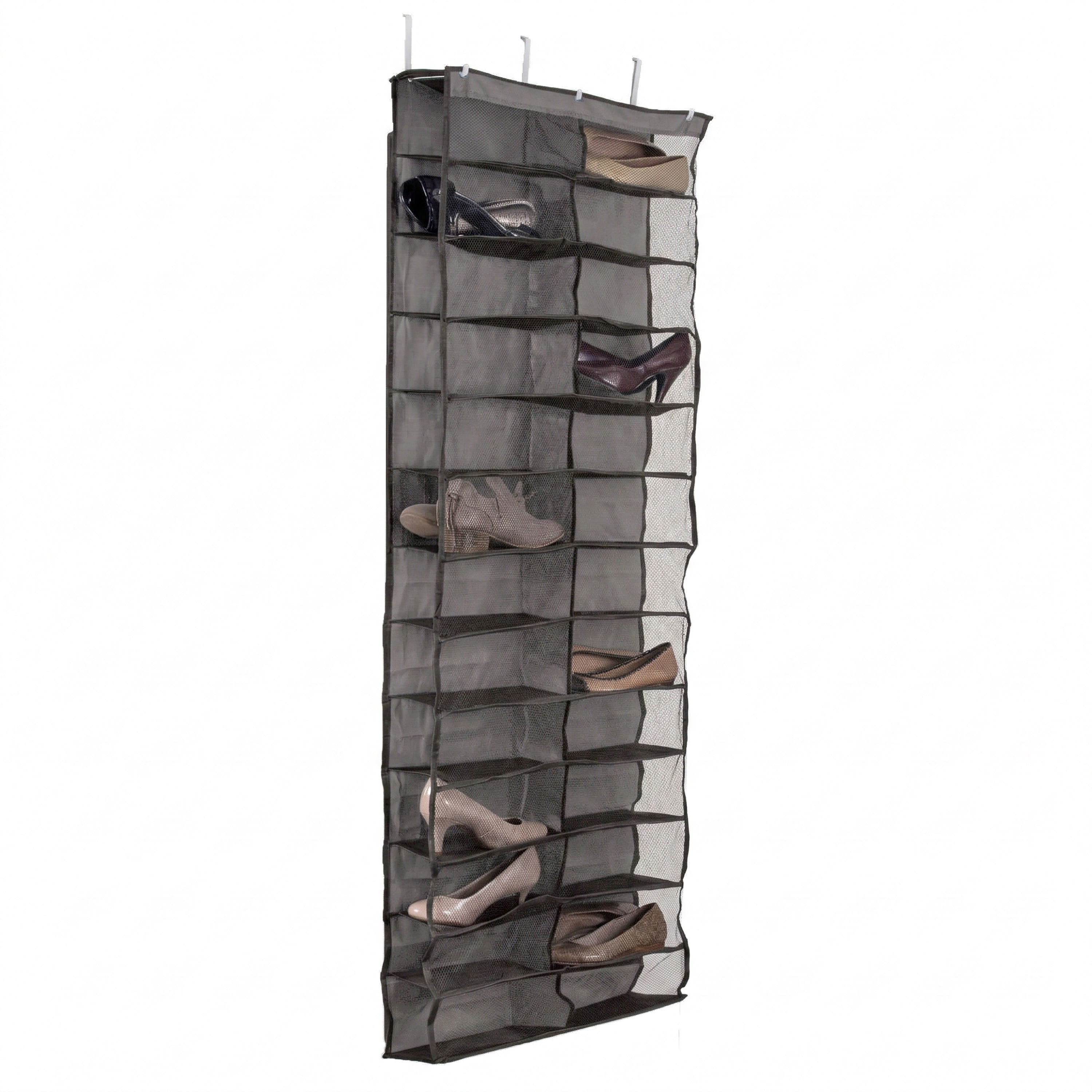 Simplify 26 Pocket Over Door Shoe Caddy in Grey