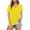 Yellow, variant on Daznico Women's V Neck Short Sleeve T Shirt Loose Fit Curved Hem Casual Solid Tops,3XL