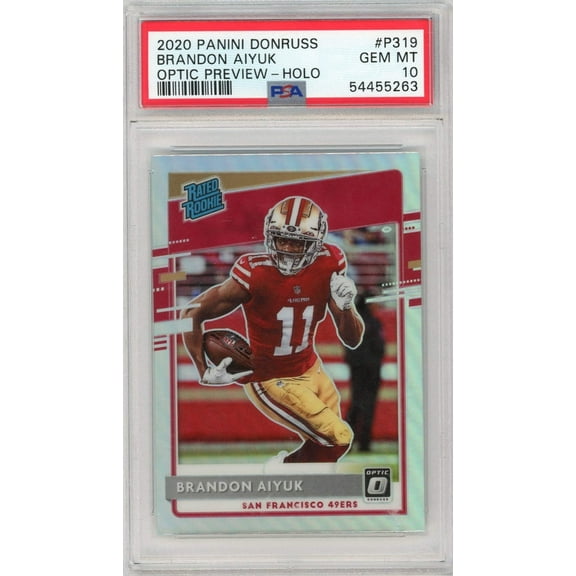 Graded 2020 Panini Donruss Brandon Aiyuk #P319 Optic Preview Holo Rookie RC Football Card PSA 10 Gem Mint